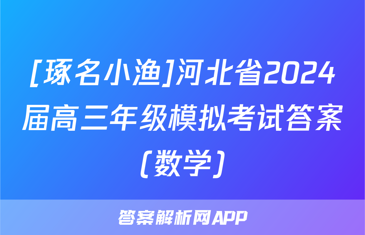 [琢名小渔]河北省2024届高三年级模拟考试答案(数学)
