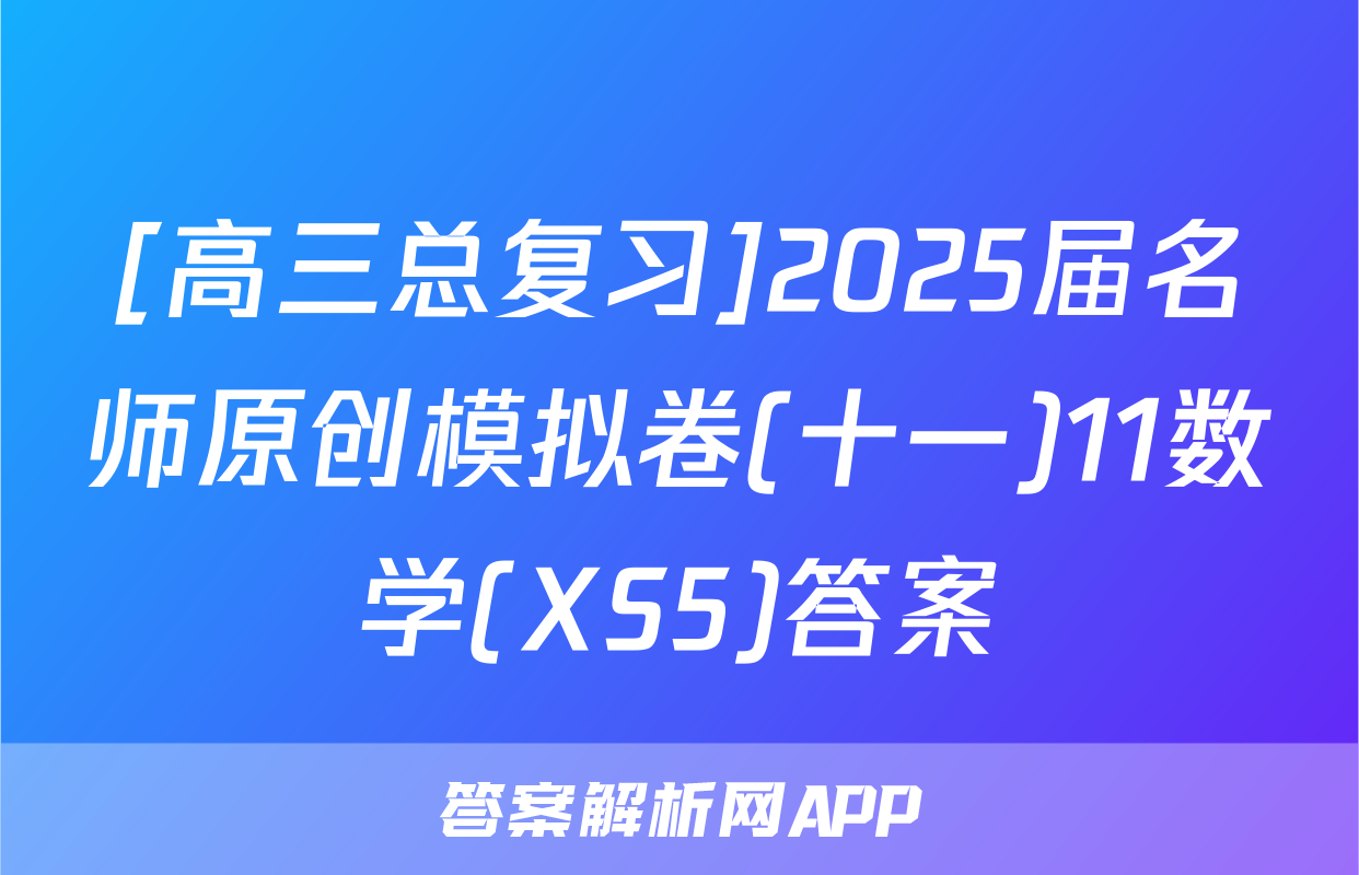 [高三总复习]2025届名师原创模拟卷(十一)11数学(XS5)答案