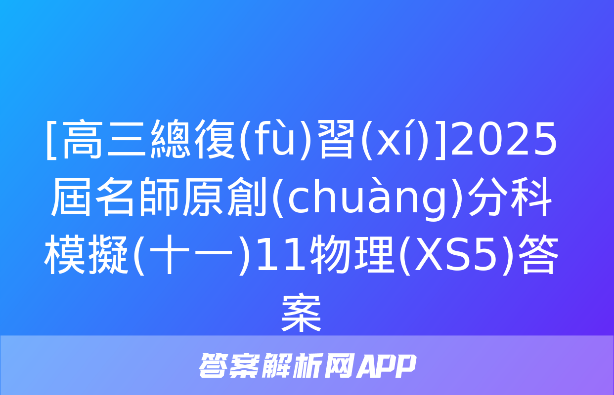 [高三總復(fù)習(xí)]2025屆名師原創(chuàng)分科模擬(十一)11物理(XS5)答案