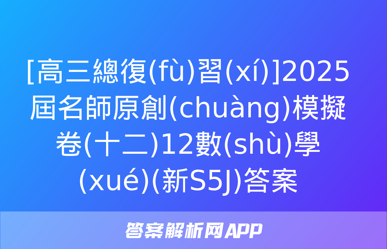 [高三總復(fù)習(xí)]2025屆名師原創(chuàng)模擬卷(十二)12數(shù)學(xué)(新S5J)答案