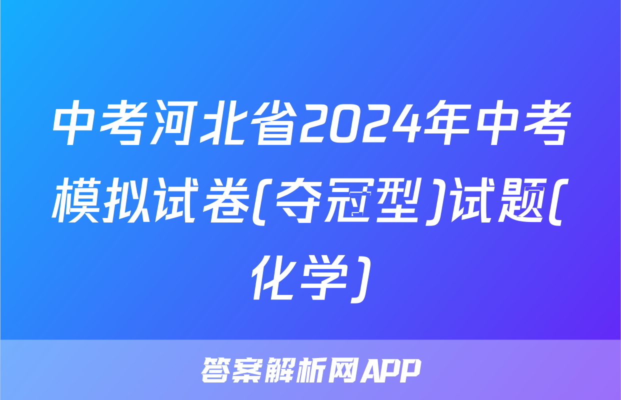 中考河北省2024年中考模拟试卷(夺冠型)试题(化学)