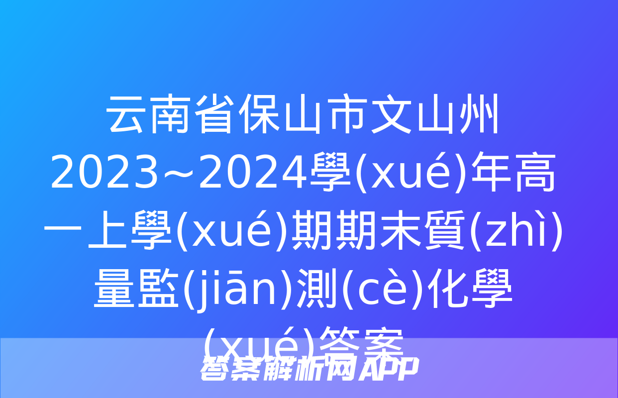 云南省保山市文山州2023~2024學(xué)年高一上學(xué)期期末質(zhì)量監(jiān)測(cè)化學(xué)答案