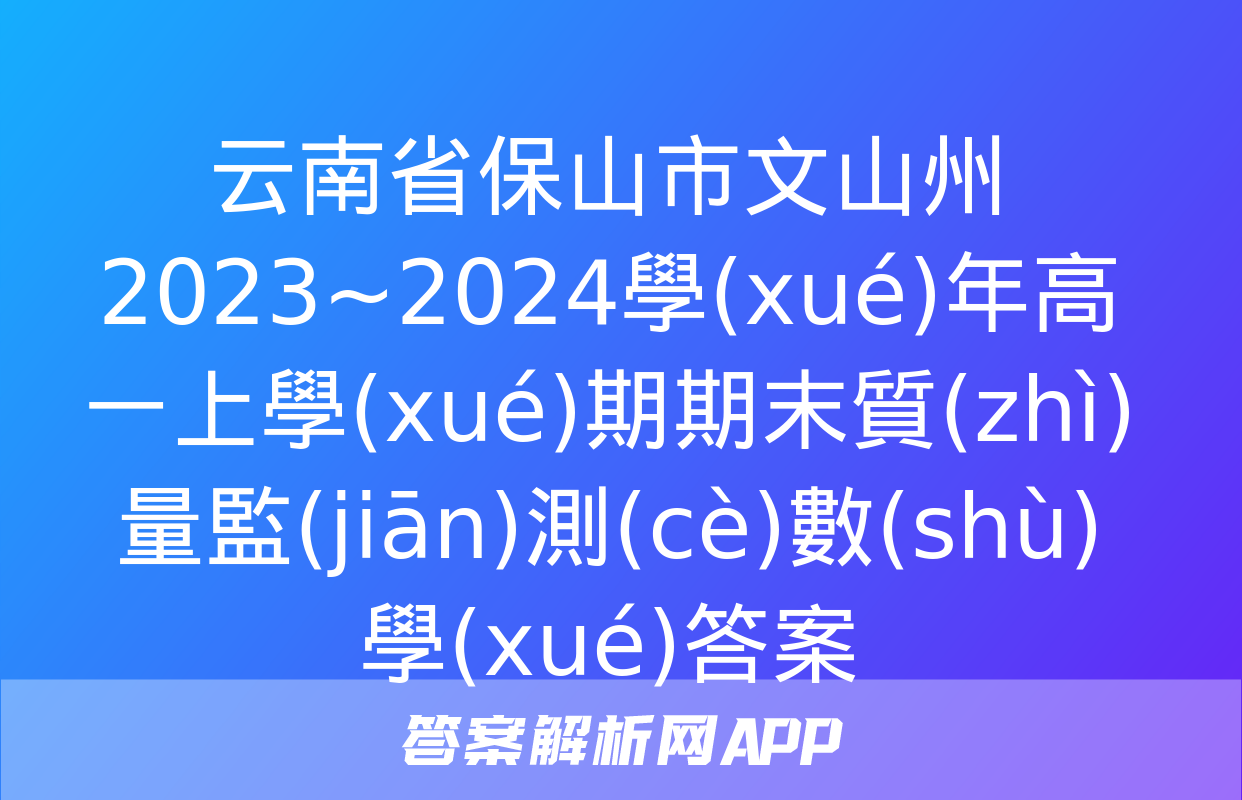 云南省保山市文山州2023~2024學(xué)年高一上學(xué)期期末質(zhì)量監(jiān)測(cè)數(shù)學(xué)答案