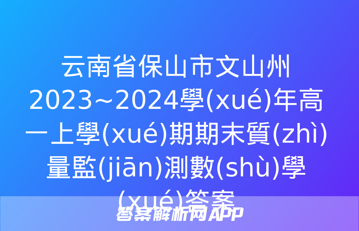 云南省保山市文山州2023~2024學(xué)年高一上學(xué)期期末質(zhì)量監(jiān)測數(shù)學(xué)答案