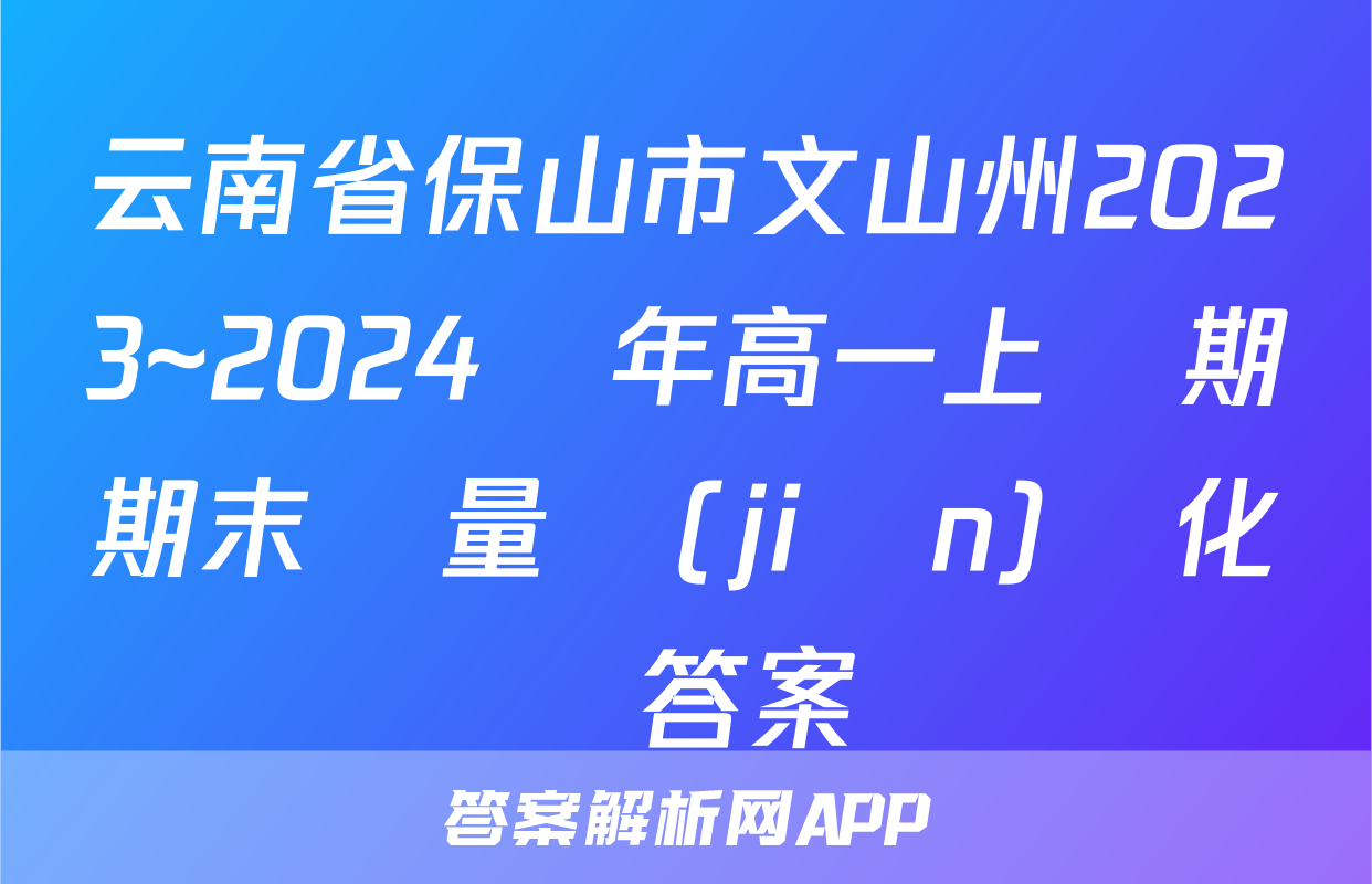 云南省保山市文山州2023~2024學年高一上學期期末質量監(jiān)測化學答案