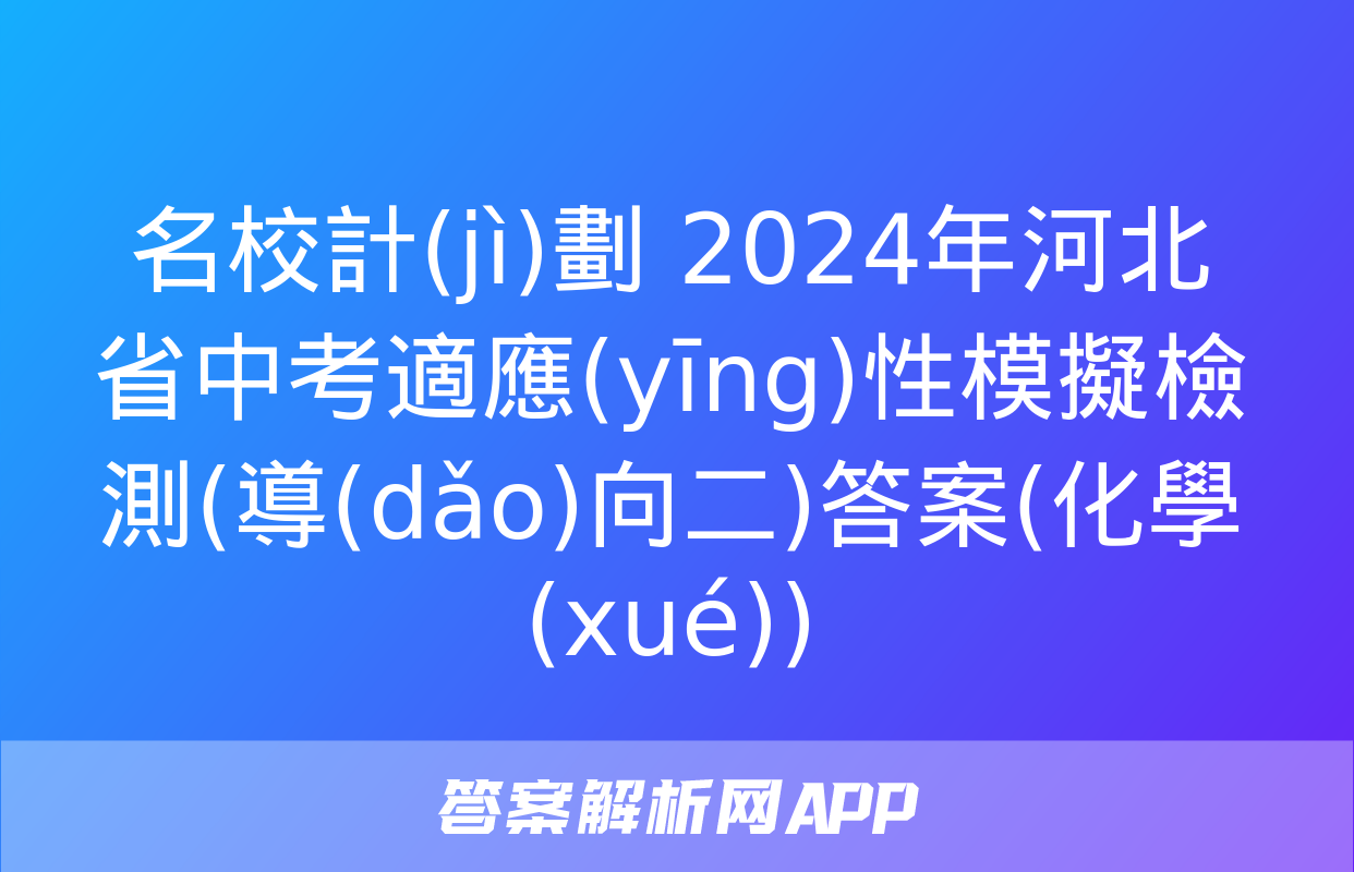 名校計(jì)劃 2024年河北省中考適應(yīng)性模擬檢測(導(dǎo)向二)答案(化學(xué))