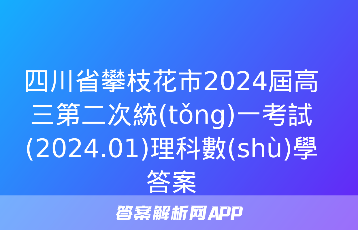 四川省攀枝花市2024屆高三第二次統(tǒng)一考試(2024.01)理科數(shù)學答案