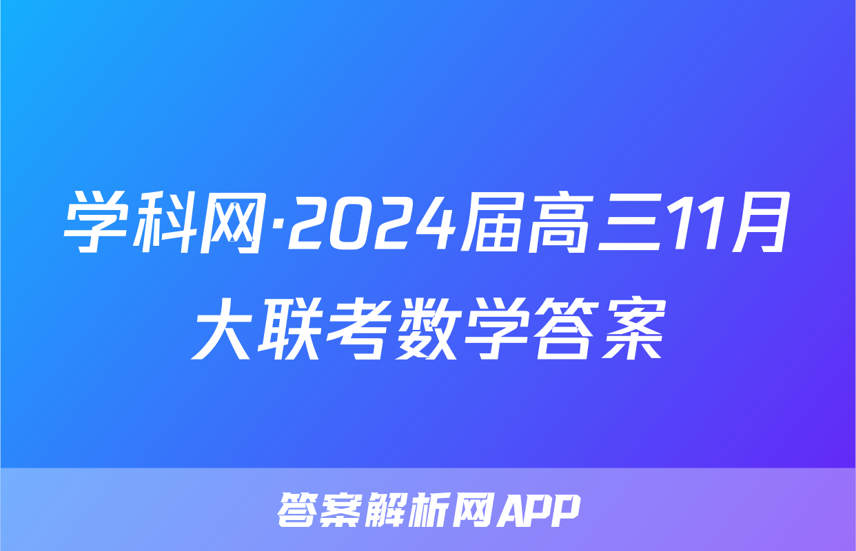 学科网·2024届高三11月大联考数学答案