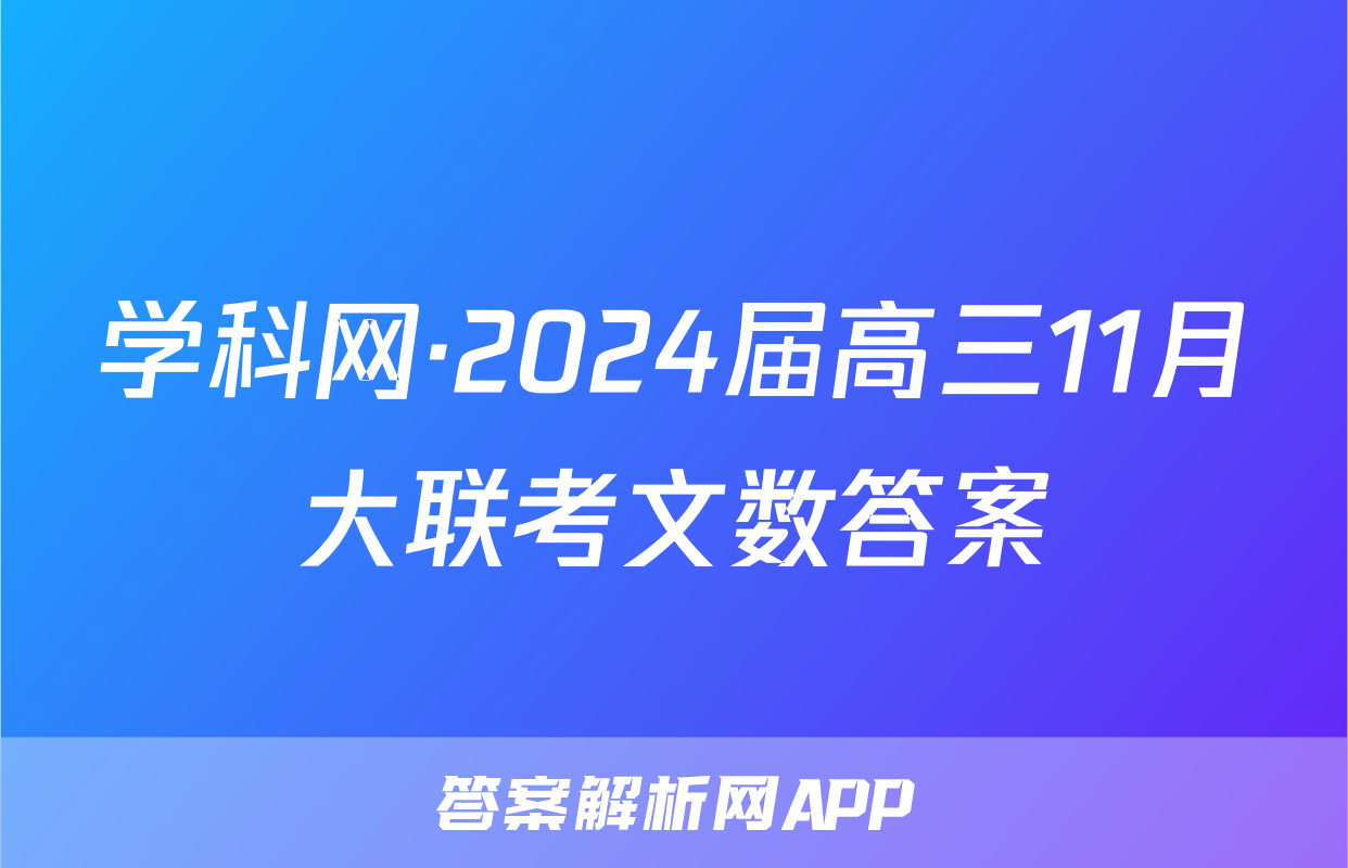 学科网·2024届高三11月大联考文数答案