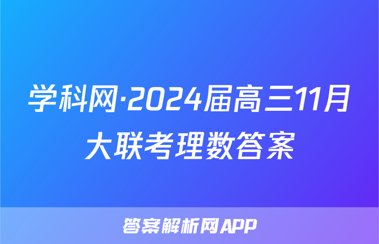 学科网·2024届高三11月大联考理数答案