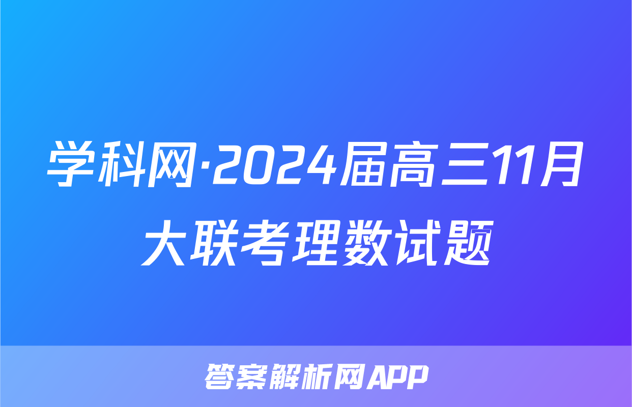 学科网·2024届高三11月大联考理数试题