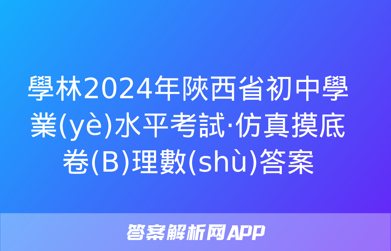 學林2024年陜西省初中學業(yè)水平考試·仿真摸底卷(B)理數(shù)答案