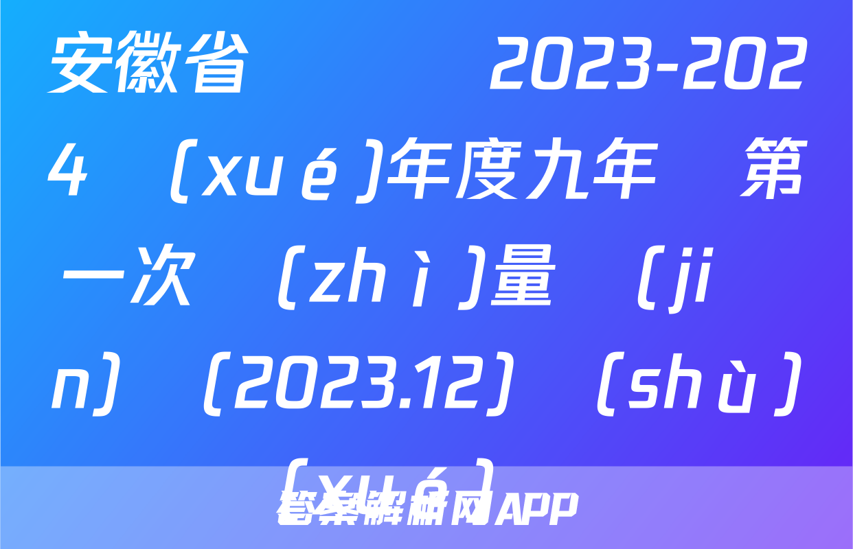 安徽省渦陽縣2023-2024學(xué)年度九年級第一次質(zhì)量監(jiān)測(2023.12)數(shù)學(xué)試題