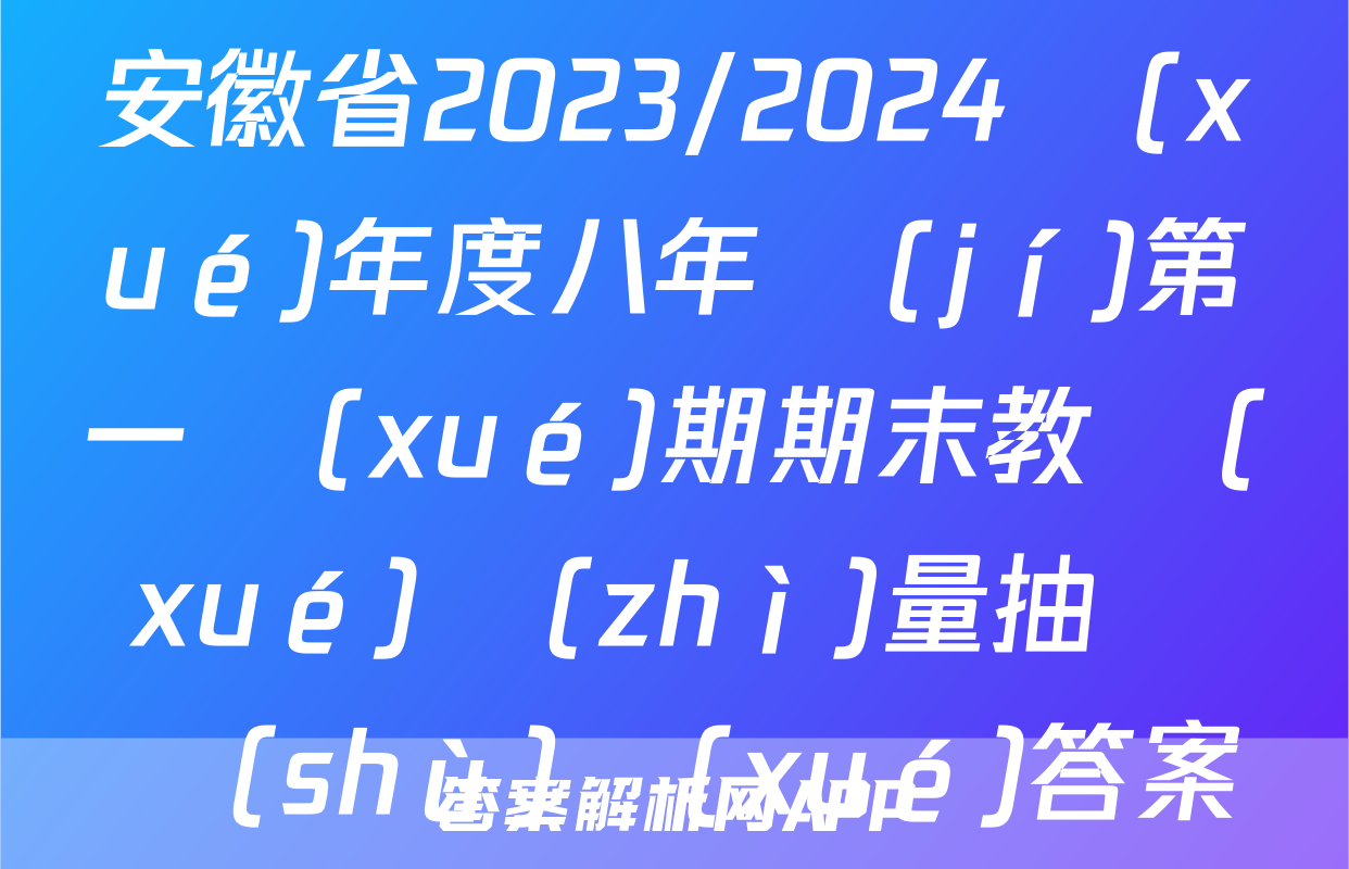 安徽省2023/2024學(xué)年度八年級(jí)第一學(xué)期期末教學(xué)質(zhì)量抽測數(shù)學(xué)答案
