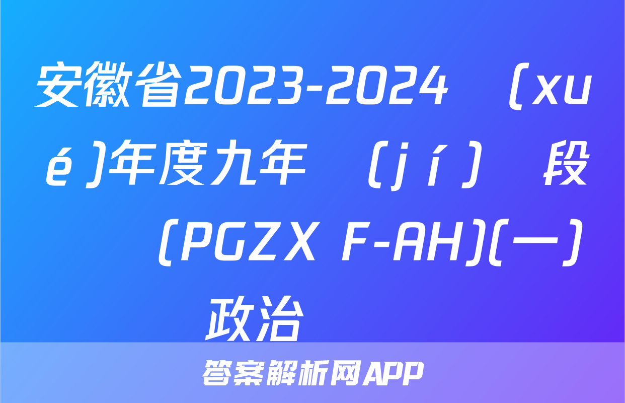安徽省2023-2024學(xué)年度九年級(jí)階段診斷(PGZX F-AH)(一)政治試題