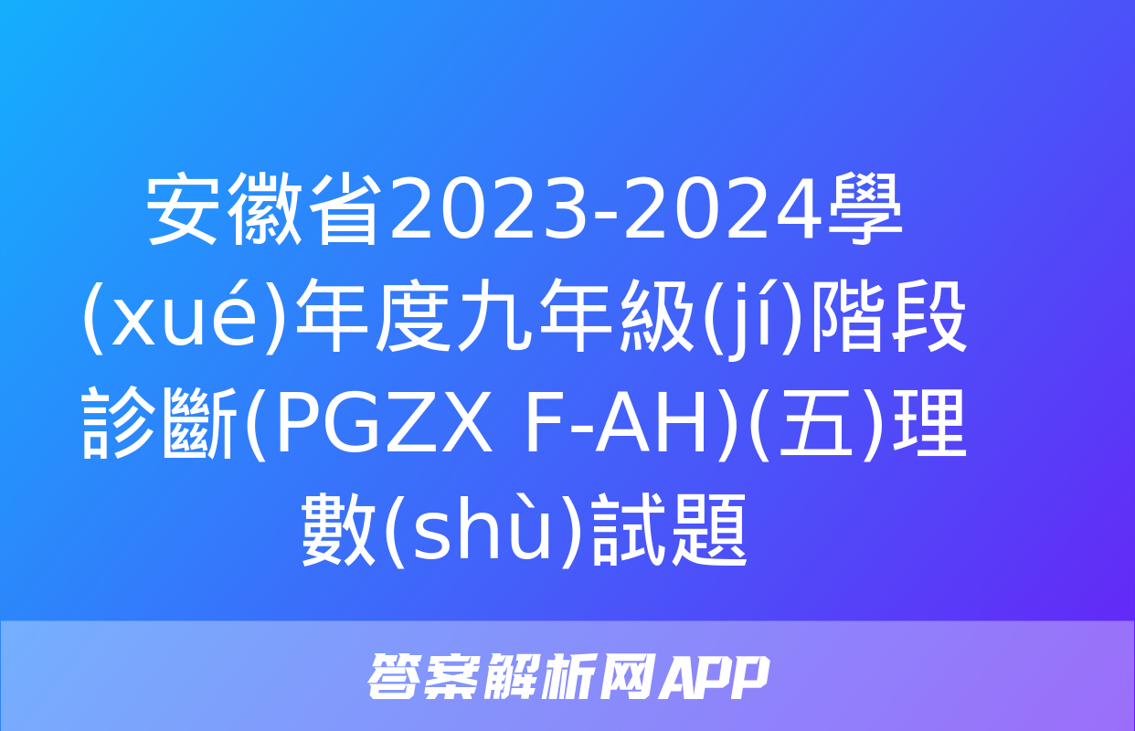 安徽省2023-2024學(xué)年度九年級(jí)階段診斷(PGZX F-AH)(五)理數(shù)試題