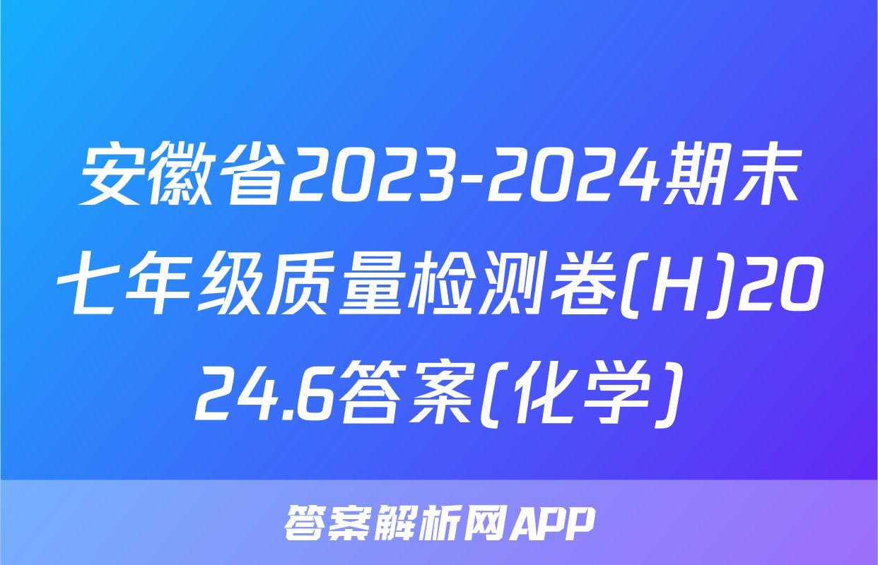 安徽省2023-2024期末七年级质量检测卷(H)2024.6答案(化学)