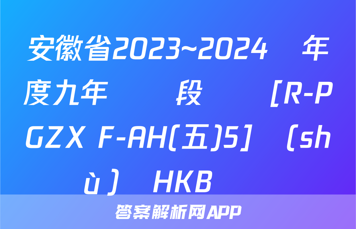 安徽省2023~2024學年度九年級階段診斷[R-PGZX F-AH(五)5]數(shù)學HKB試題