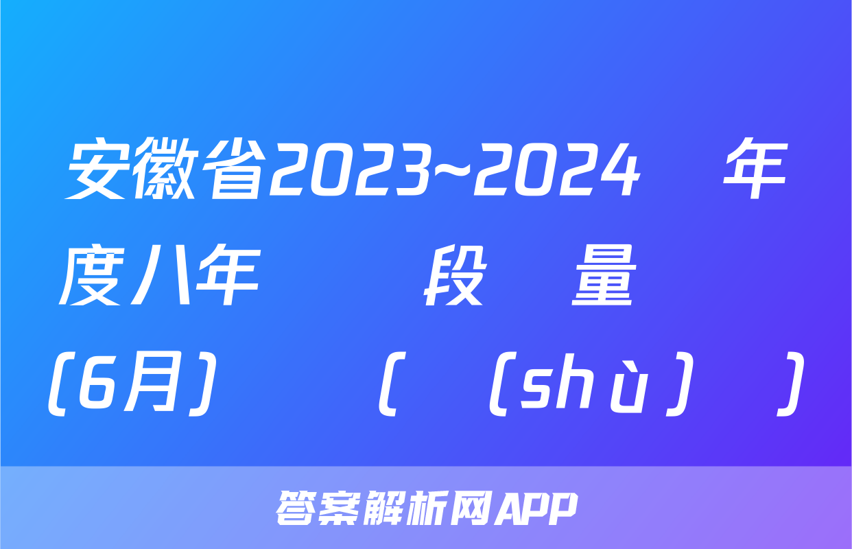 安徽省2023~2024學年度八年級階段質量檢測(6月)試題(數(shù)學)