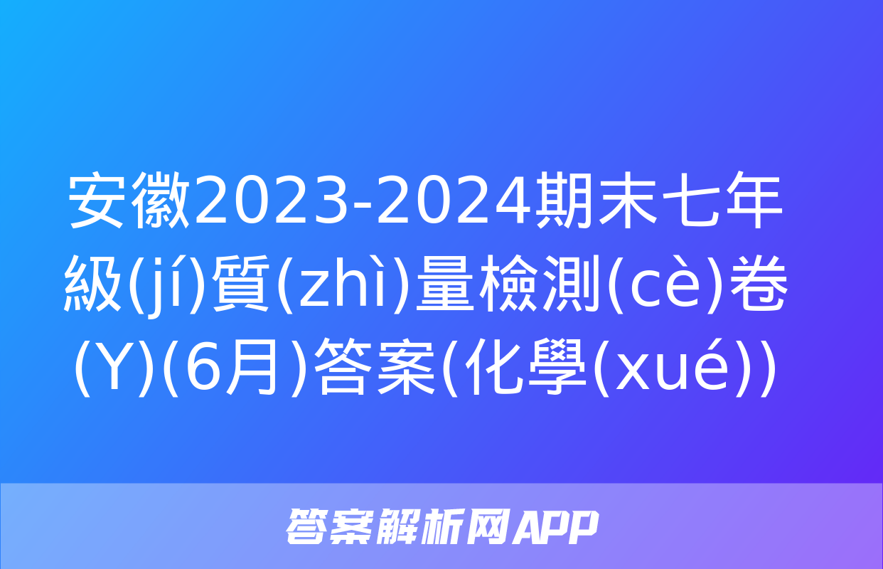 安徽2023-2024期末七年級(jí)質(zhì)量檢測(cè)卷(Y)(6月)答案(化學(xué))