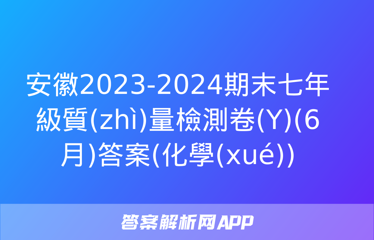 安徽2023-2024期末七年級質(zhì)量檢測卷(Y)(6月)答案(化學(xué))