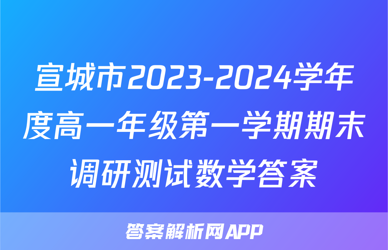 宣城市2023-2024学年度高一年级第一学期期末调研测试数学答案