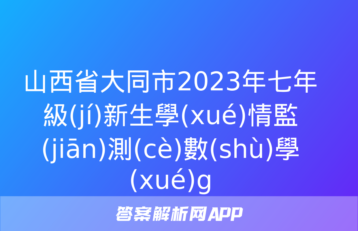 山西省大同市2023年七年級(jí)新生學(xué)情監(jiān)測(cè)數(shù)學(xué)g