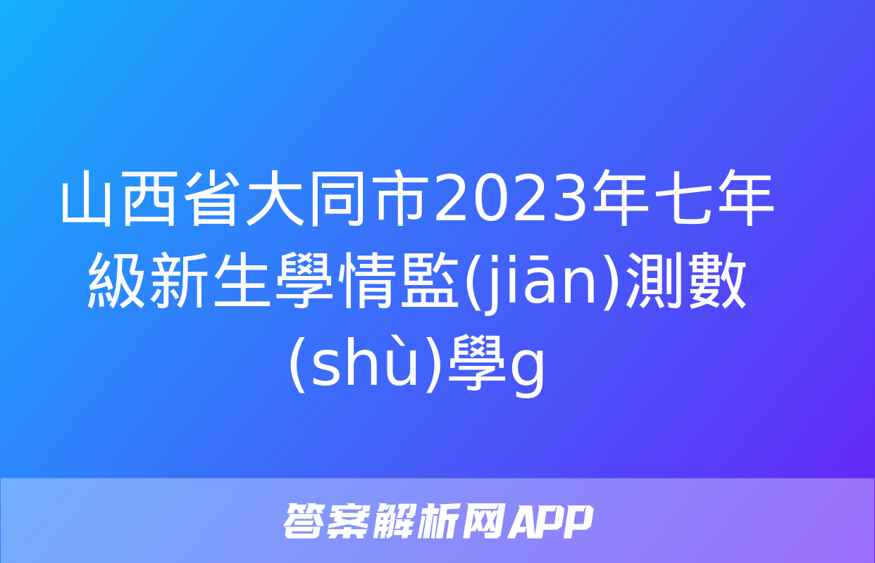 山西省大同市2023年七年級新生學情監(jiān)測數(shù)學g