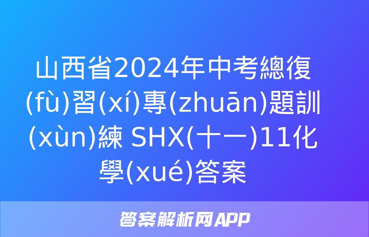 山西省2024年中考總復(fù)習(xí)專(zhuān)題訓(xùn)練 SHX(十一)11化學(xué)答案