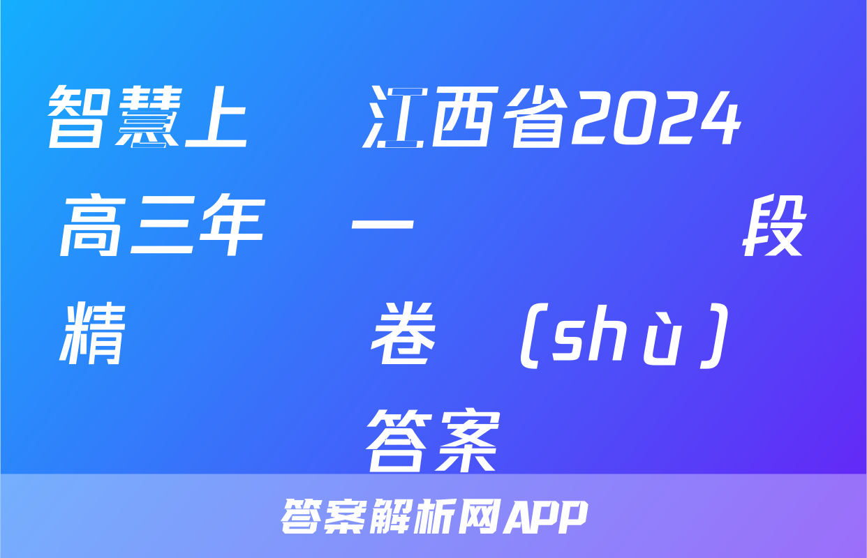 智慧上進 江西省2024屆高三年級一輪復習階段精準檢測卷數(shù)學答案