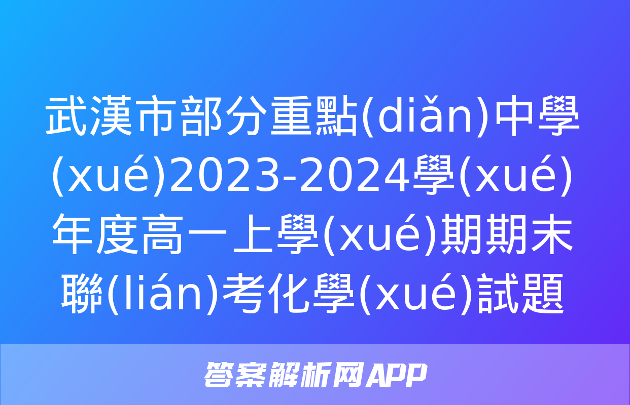 武漢市部分重點(diǎn)中學(xué)2023-2024學(xué)年度高一上學(xué)期期末聯(lián)考化學(xué)試題