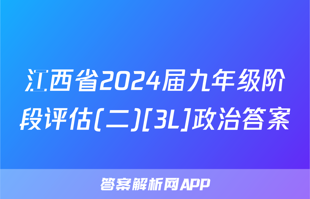 江西省2024届九年级阶段评估(二)[3L]政治答案