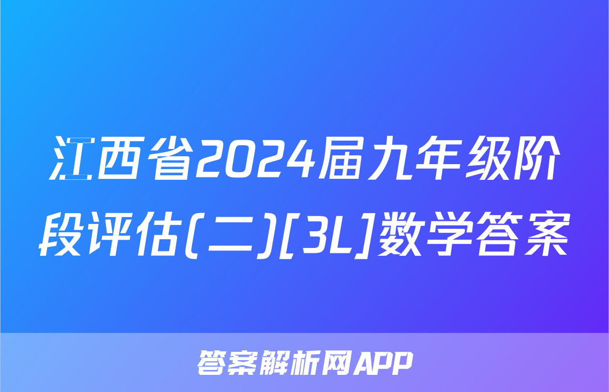 江西省2024届九年级阶段评估(二)[3L]数学答案