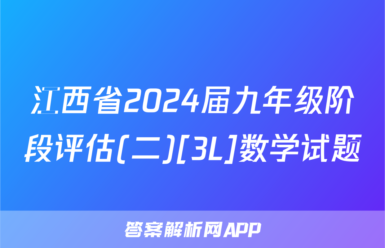 江西省2024届九年级阶段评估(二)[3L]数学试题