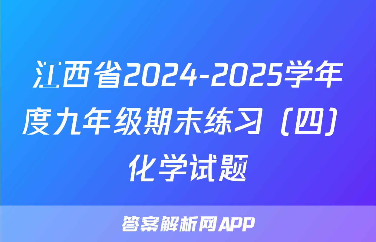 江西省2024-2025学年度九年级期末练习（四）化学试题