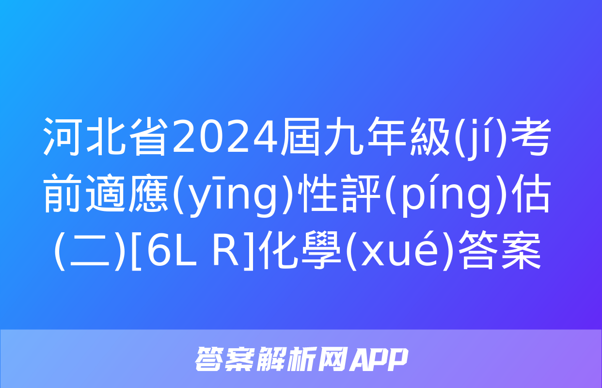 河北省2024屆九年級(jí)考前適應(yīng)性評(píng)估(二)[6L R]化學(xué)答案