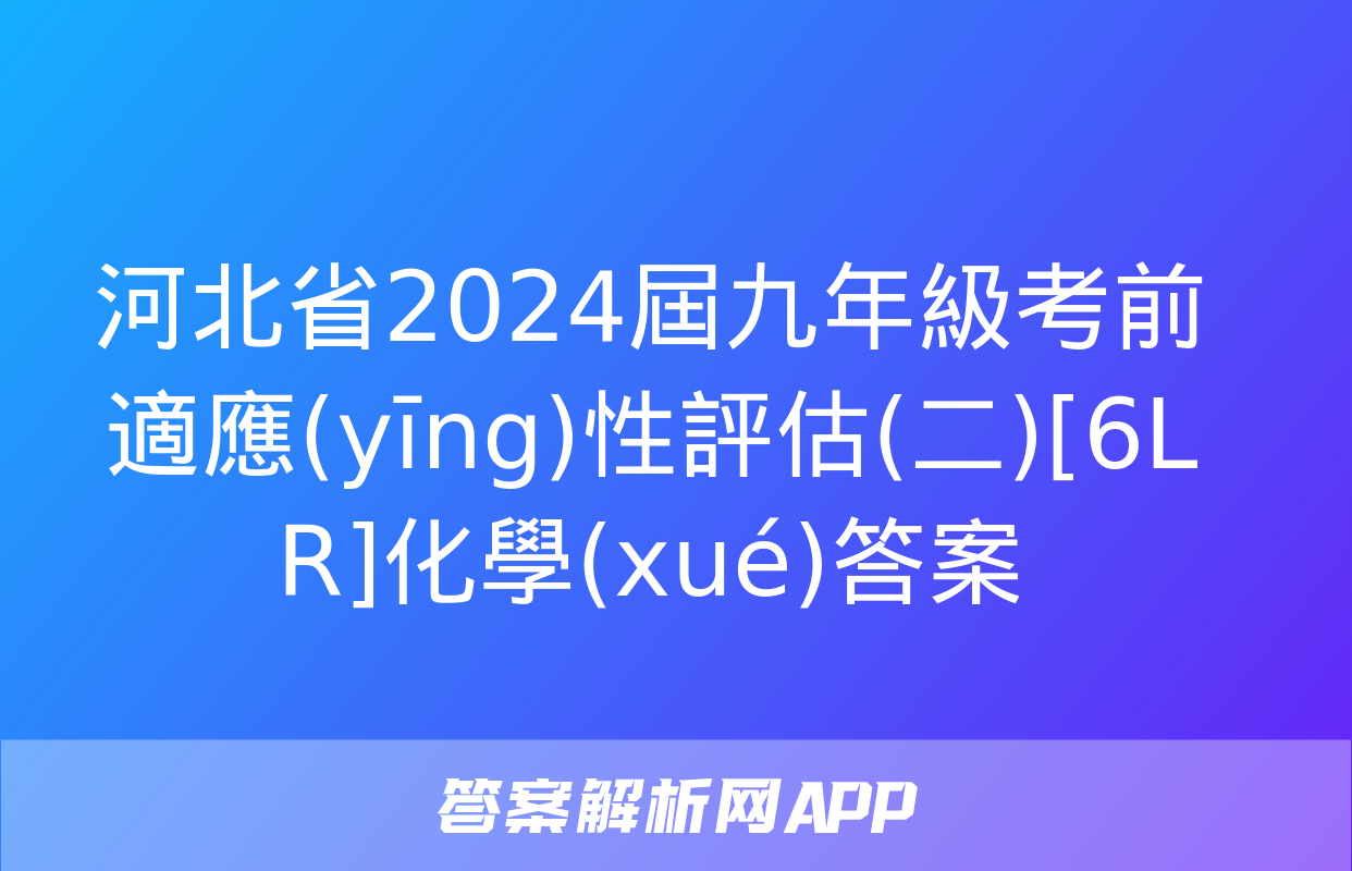 河北省2024屆九年級考前適應(yīng)性評估(二)[6L R]化學(xué)答案