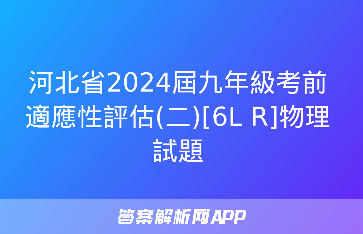 河北省2024屆九年級考前適應性評估(二)[6L R]物理試題