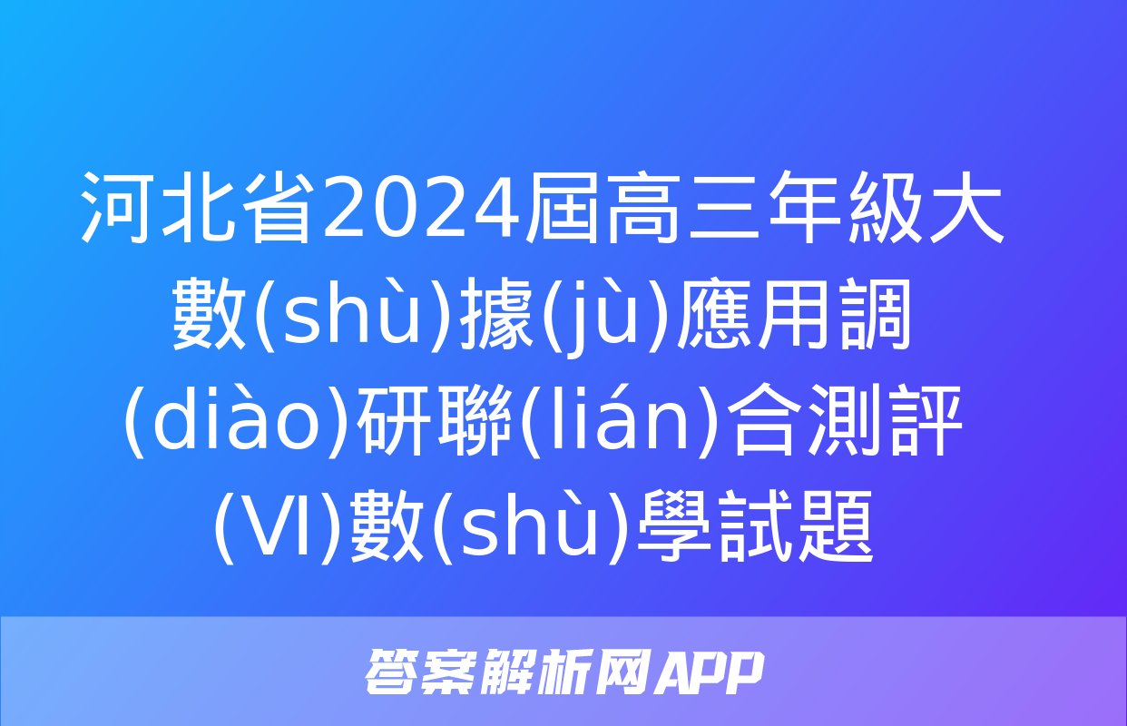 河北省2024屆高三年級大數(shù)據(jù)應用調(diào)研聯(lián)合測評(Ⅵ)數(shù)學試題