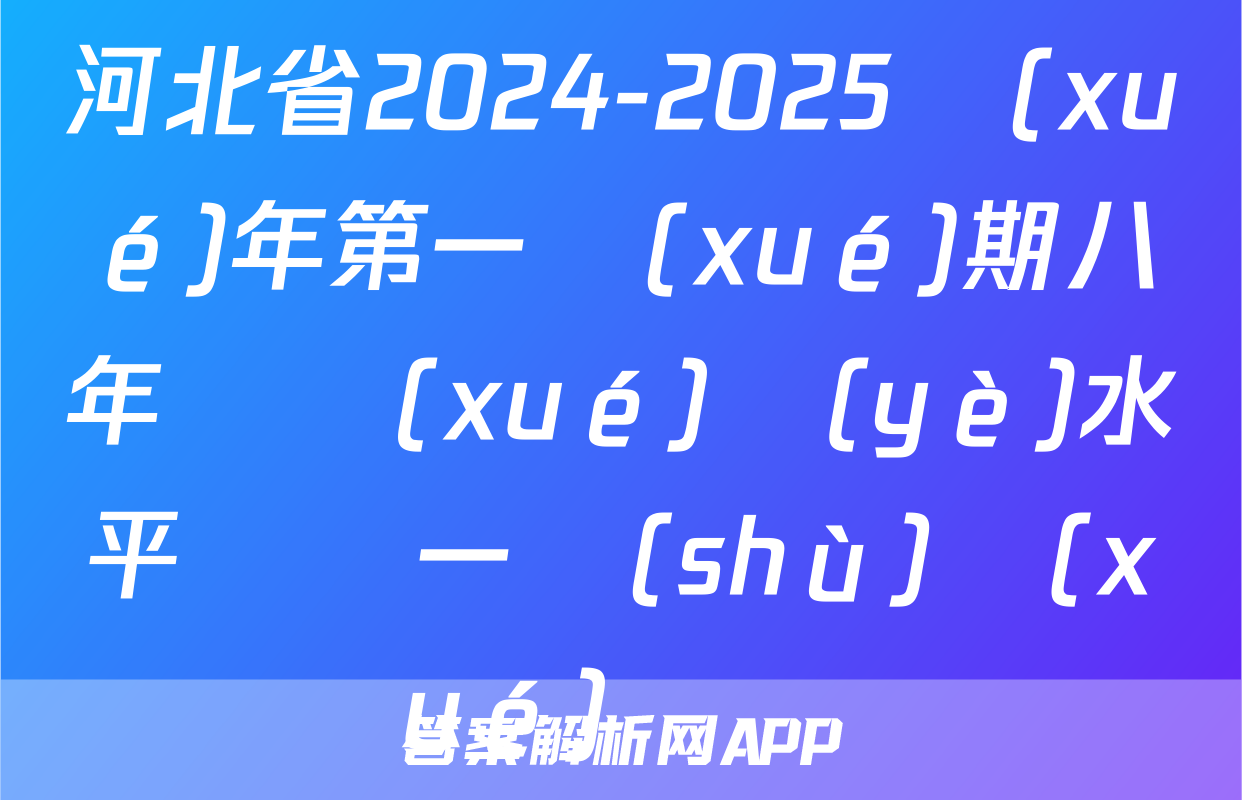 河北省2024-2025學(xué)年第一學(xué)期八年級學(xué)業(yè)水平檢測一數(shù)學(xué)試題