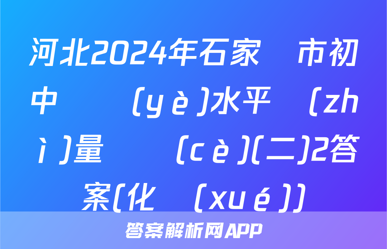 河北2024年石家莊市初中畢業(yè)水平質(zhì)量檢測(cè)(二)2答案(化學(xué))