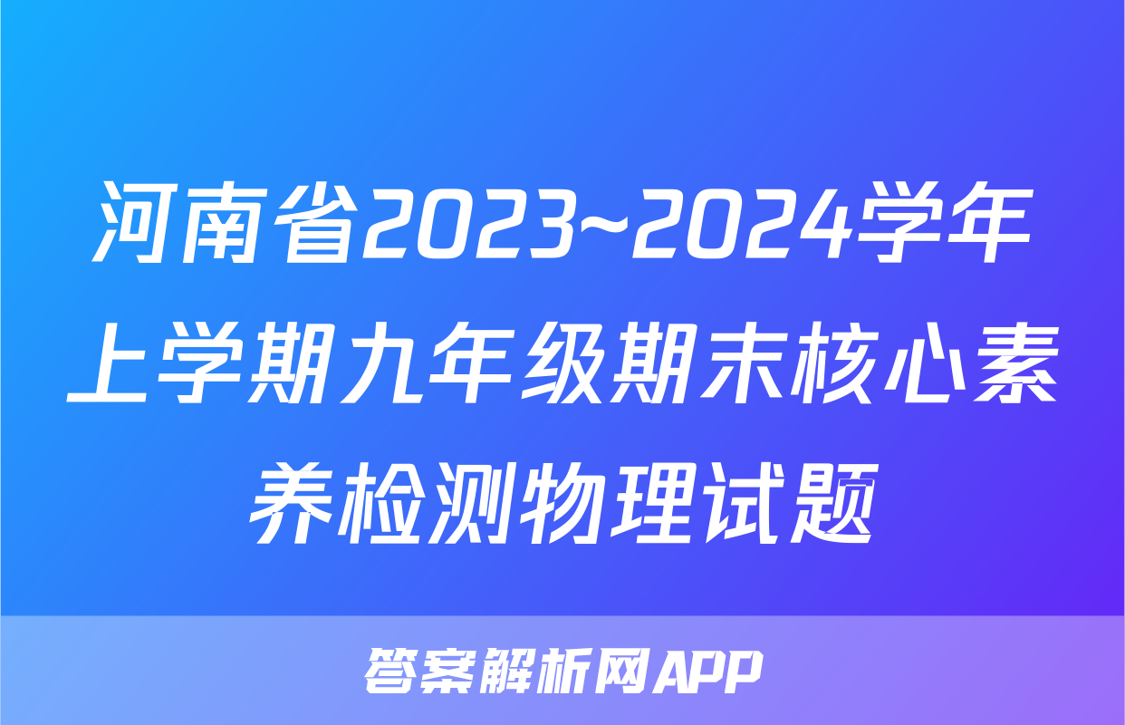 河南省2023~2024学年上学期九年级期末核心素养检测物理试题