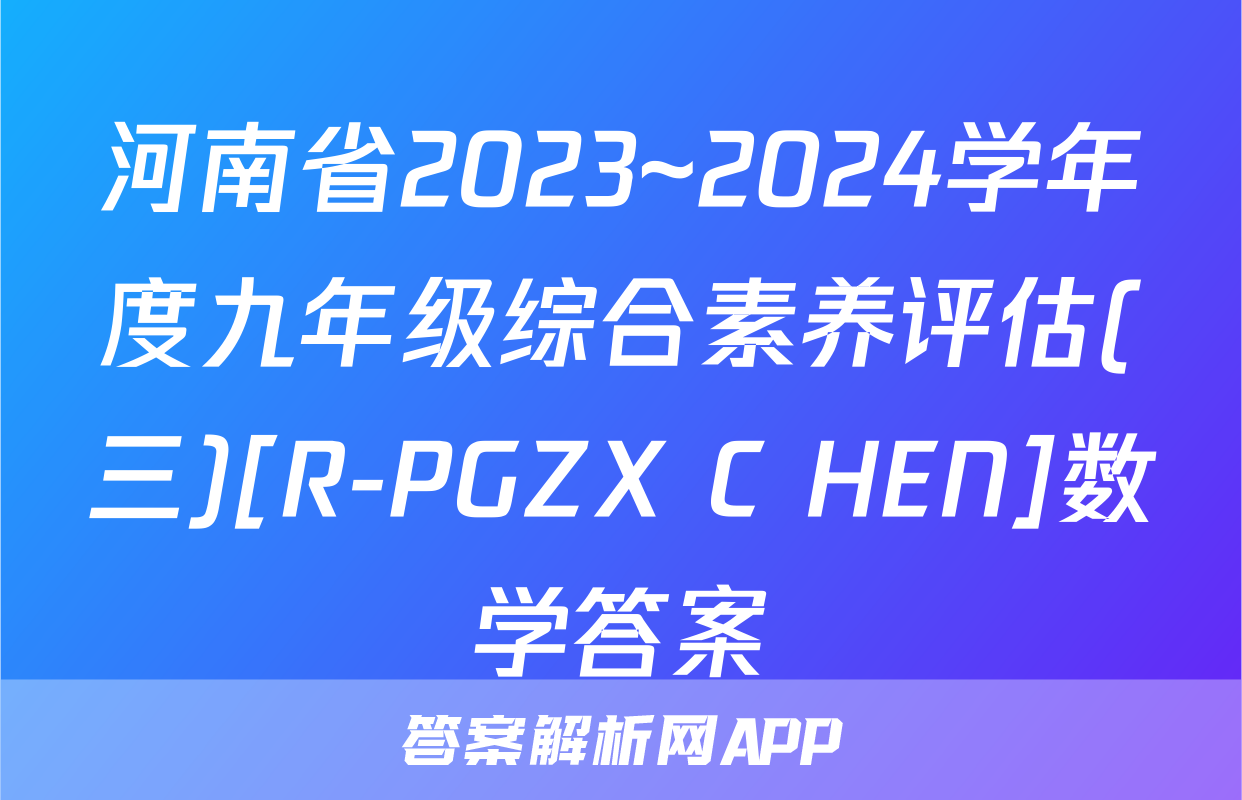 河南省2023~2024学年度九年级综合素养评估(三)[R-PGZX C HEN]数学答案