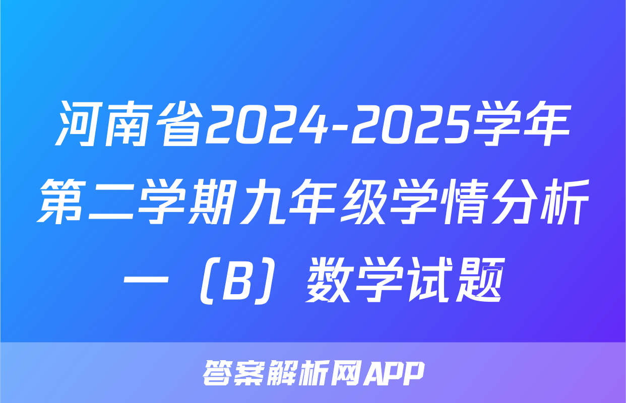 河南省2024-2025学年第二学期九年级学情分析一（B）数学试题