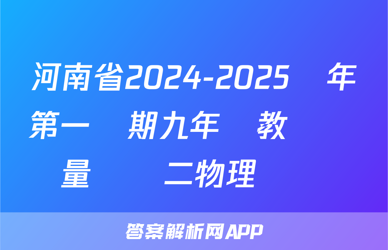 河南省2024-2025學年第一學期九年級教學質量檢測二物理試題