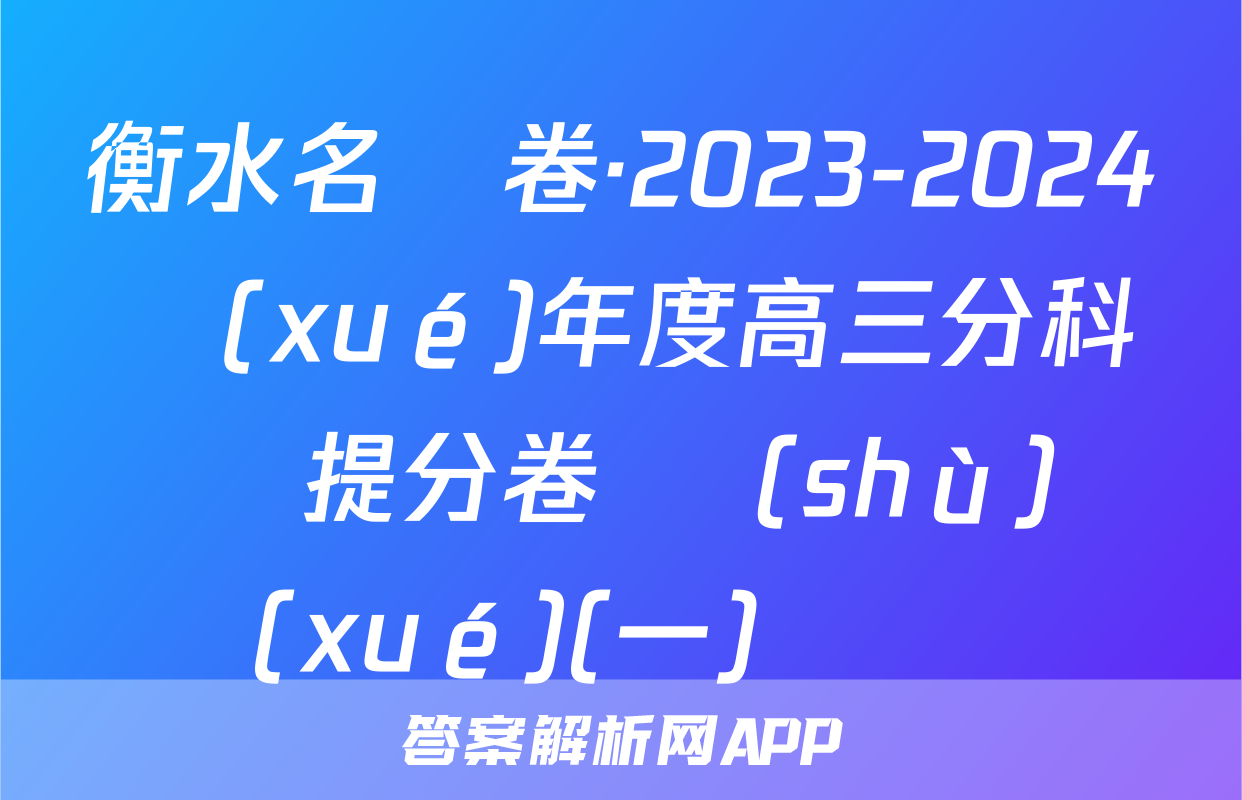 衡水名師卷·2023-2024學(xué)年度高三分科檢測提分卷 數(shù)學(xué)(一)試題