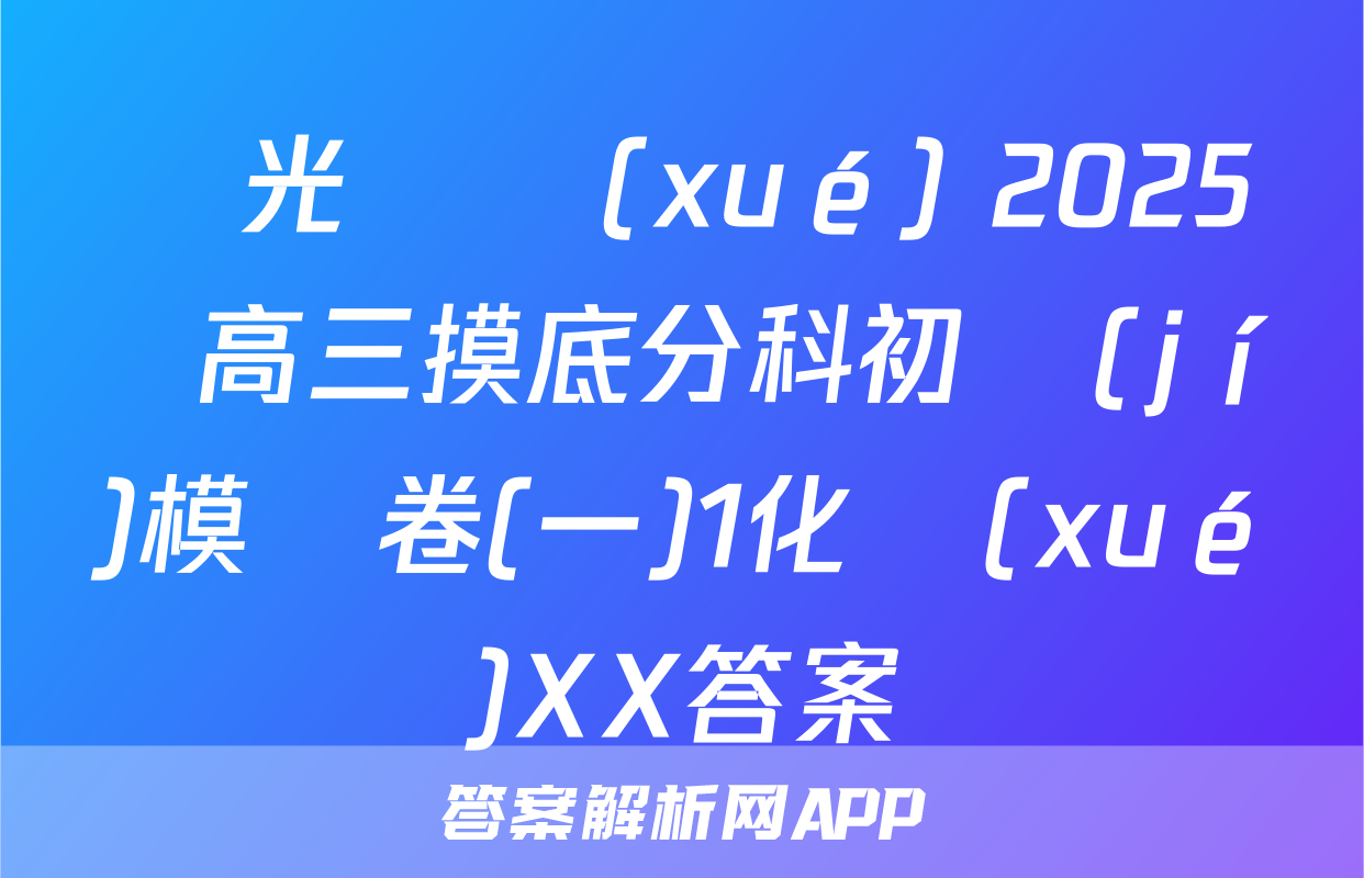 陽光啟學(xué) 2025屆高三摸底分科初級(jí)模擬卷(一)1化學(xué)XX答案