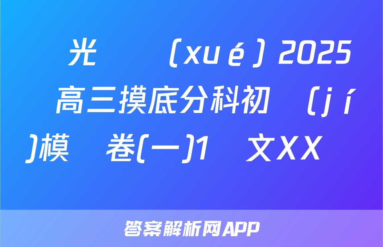 陽光啟學(xué) 2025屆高三摸底分科初級(jí)模擬卷(一)1語文XX試題