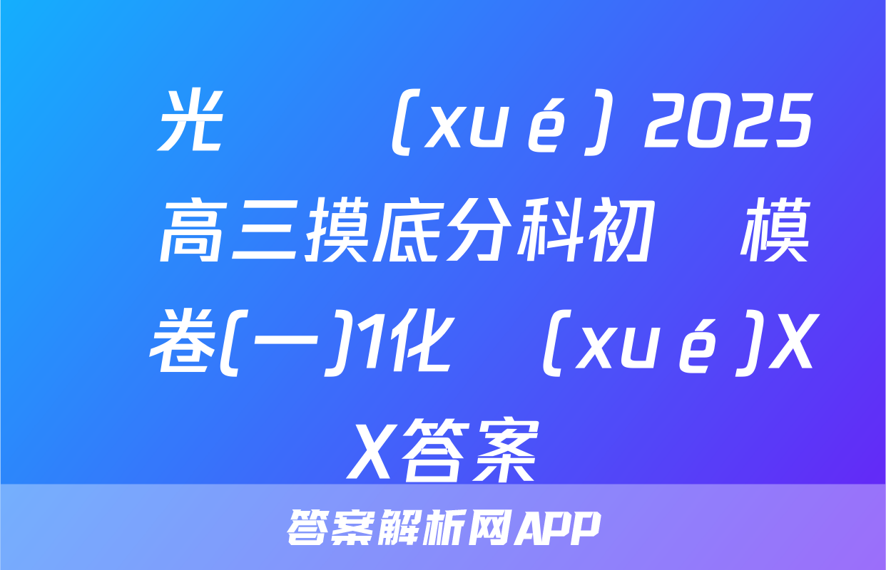 陽光啟學(xué) 2025屆高三摸底分科初級模擬卷(一)1化學(xué)XX答案