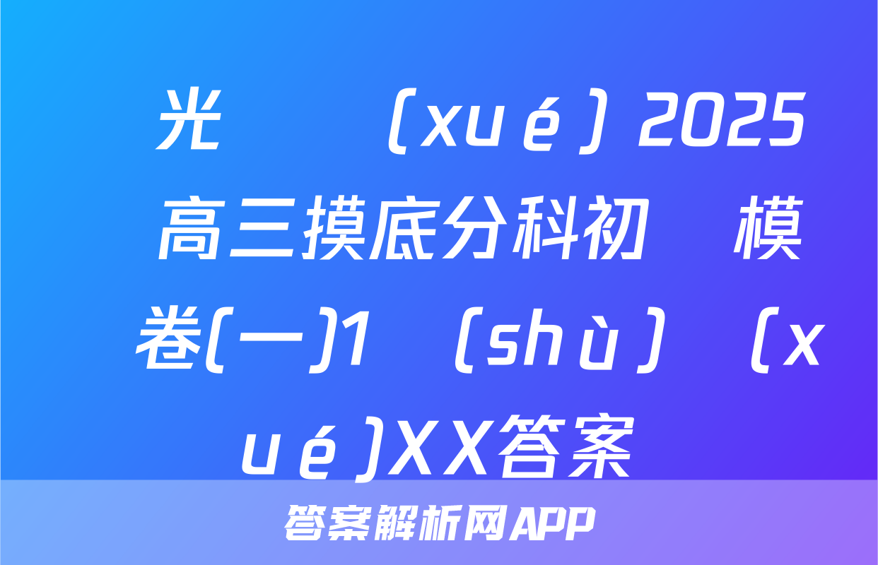 陽光啟學(xué) 2025屆高三摸底分科初級模擬卷(一)1數(shù)學(xué)XX答案